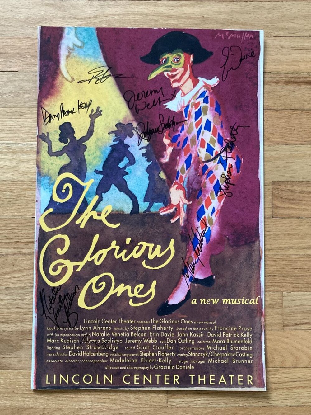 The Glorious Ones Cast Signed Window Card Poster Stephen Flaherty Marc Kudisch +